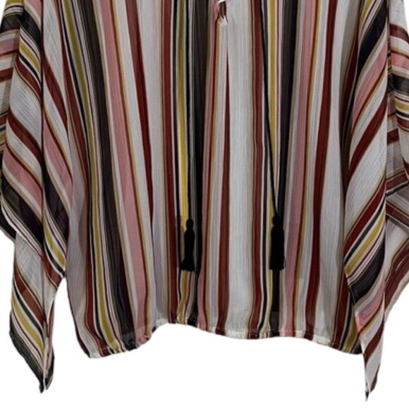 Maurices lace up v-neck kimono top Multi-Colored Stripes Women's Medium NEW - Picture 3 of 10